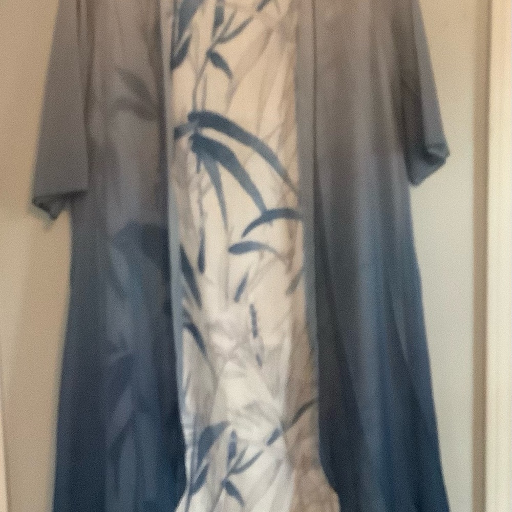 Elegant Blue and White Midi Dress